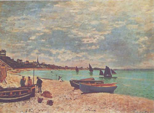 Claude Monet Beach at Sainte-Adresse Spain oil painting art